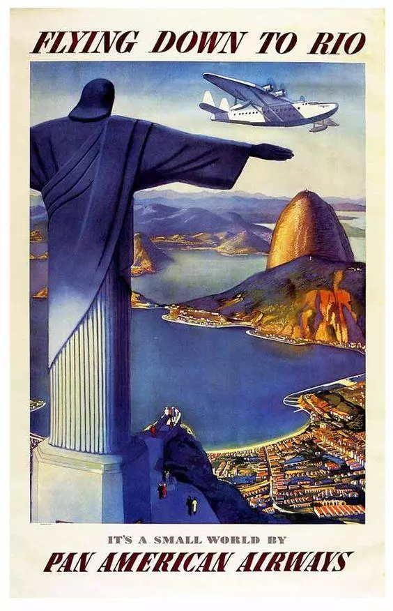 pan american airways vintage airline poster flying down to rio