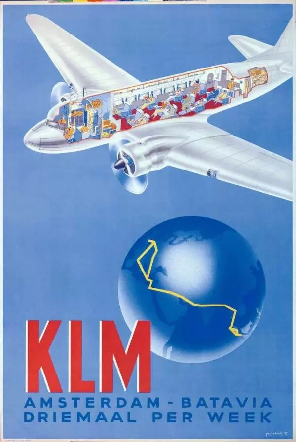 vintage klm airlines tourism poster for amsterdam netherlands