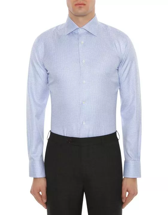 canali impeccabile cotton dress shirt with houndstooth motif