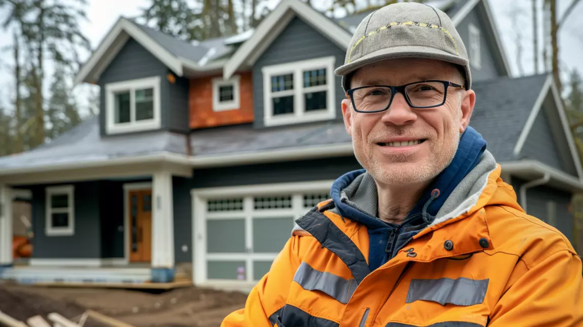 general contractor in North Carolina in front of new home being built