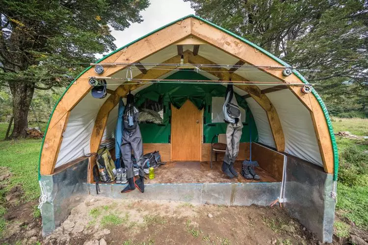 fishing tent camp blanco in patagonia