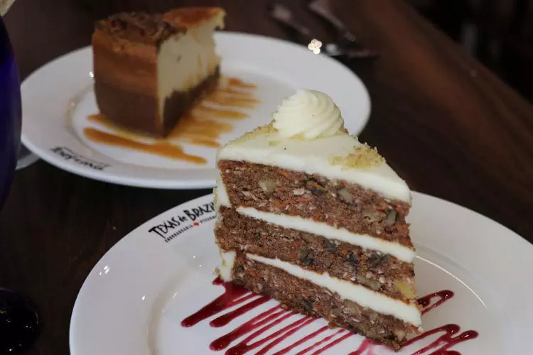 carrot cake and other desserts are included for lunch at texas de brazil