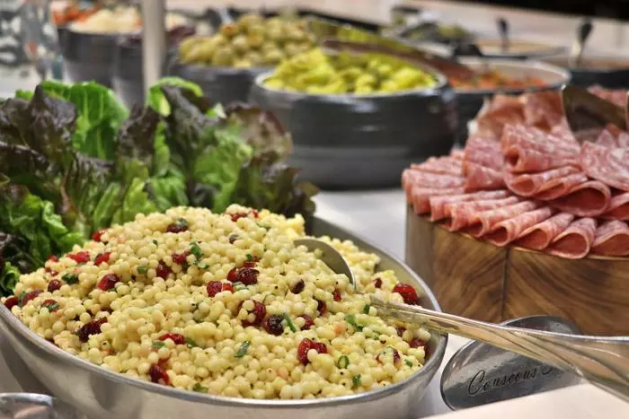pearled couscous on salada bar