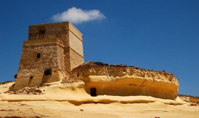 yellow sandstone fortress at xlendi gozo