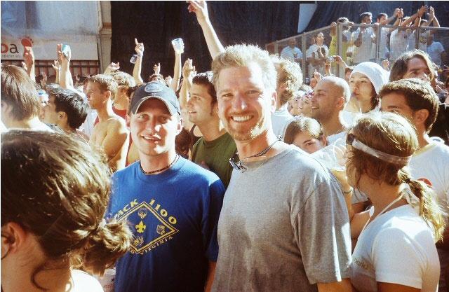 Father and Son at the Tomatina Festival in Bunol Spain la-tomatina1