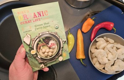 Shrimp Green Curry Prepared With Mike's Organic Curry Love Sauce