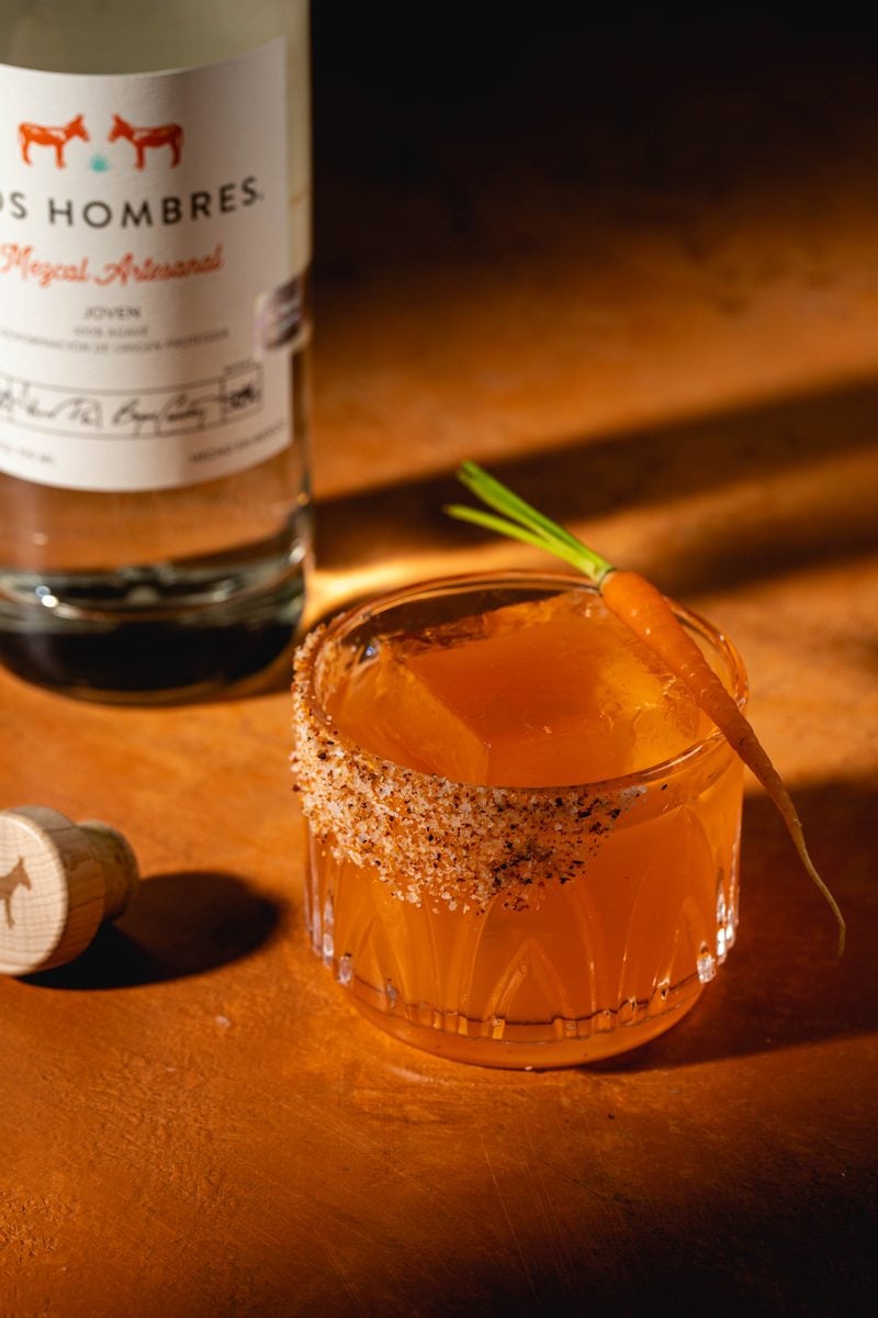 Sweet Lips Dos Hombres mezcal cocktail with chili salt rim