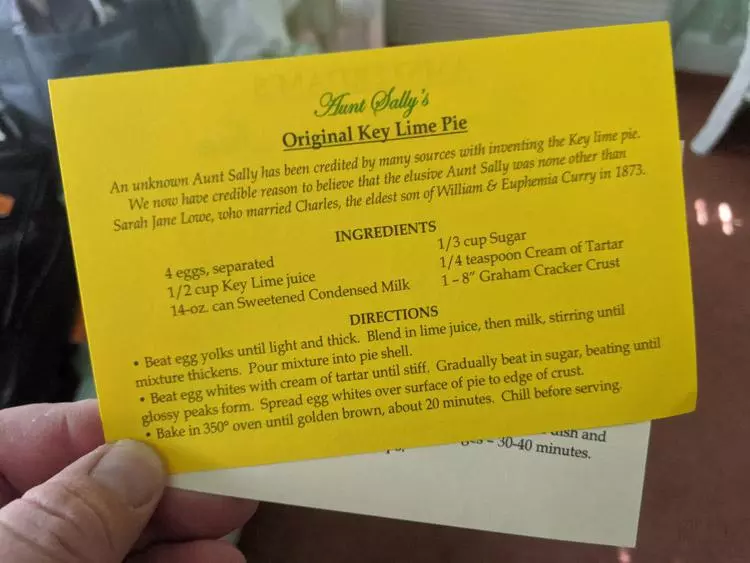 aunt sally original key lime pie recipe