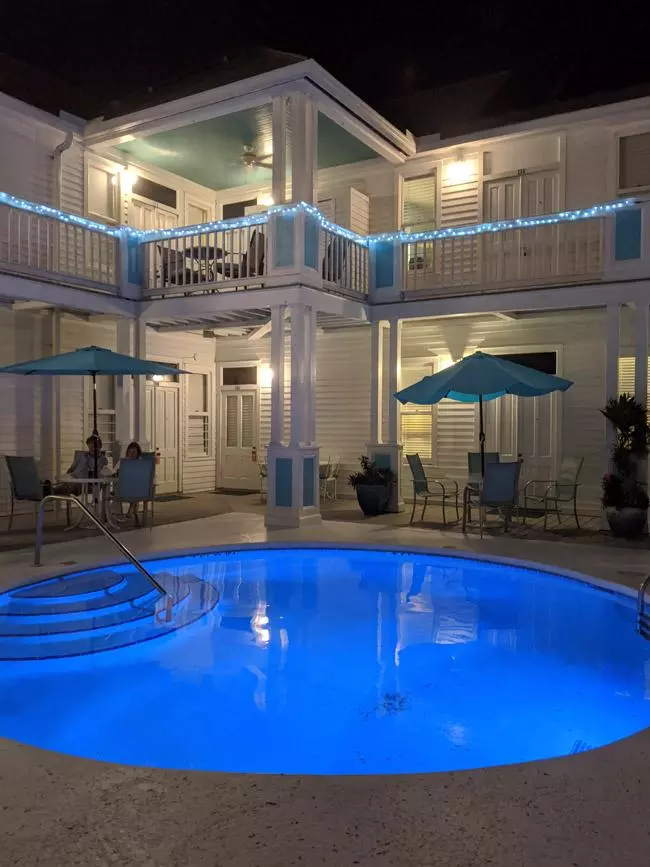 swimming pool at night