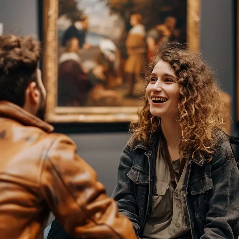 boyfriend is listening to his girlfriend talk about her love of art