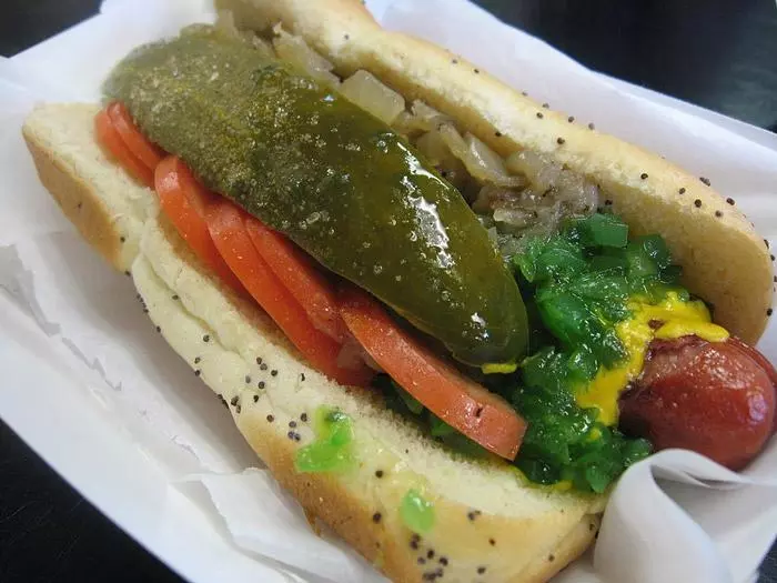 chicago style hot dog