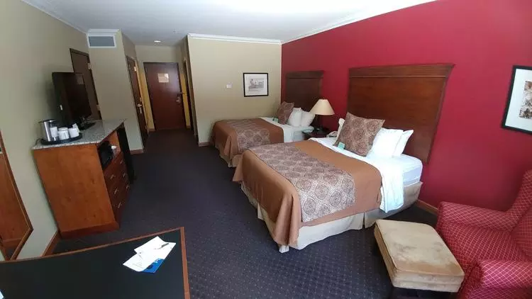budget hotel with two beds
