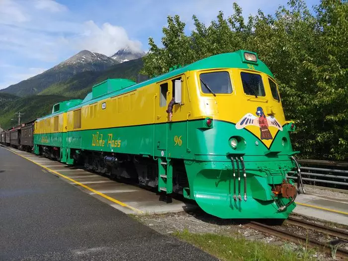 White Pass railroad train in Skagway Alaska
