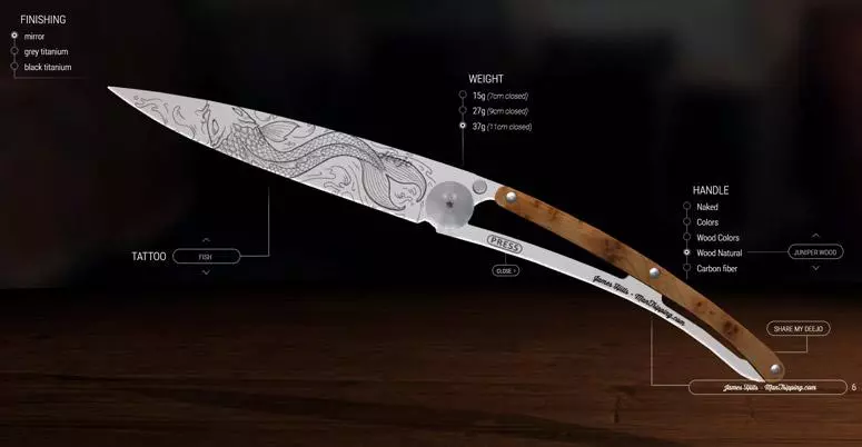 fish with juniper wood deejo knife