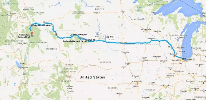 chicago to yellowstone