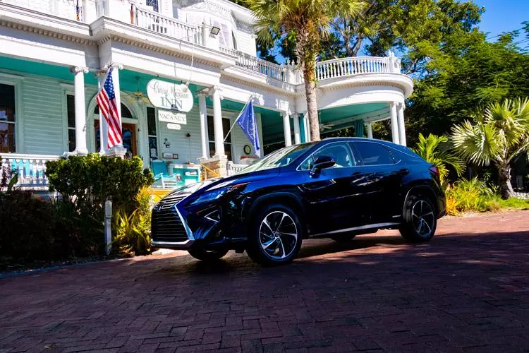 lexus rx 450h in front of curry mansion inn key west florida