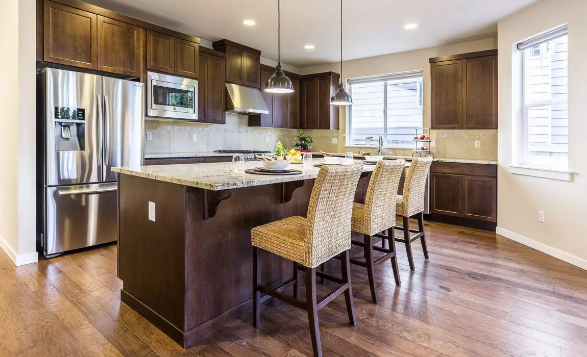 breakfast bar in kitchen