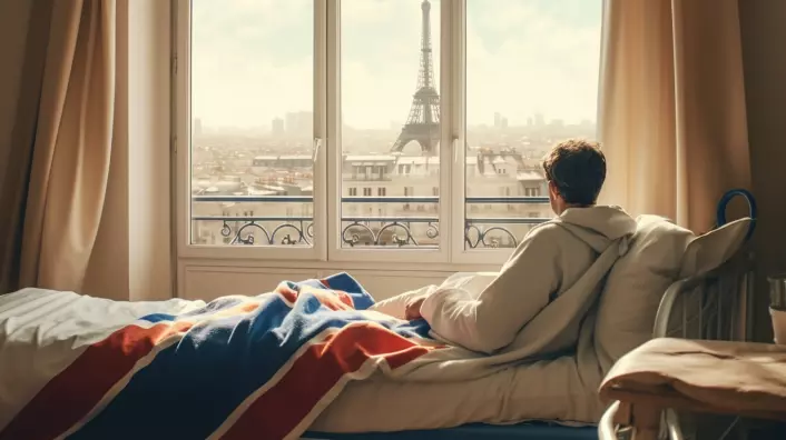 photo of a man in a french hospital getting cancer treatments