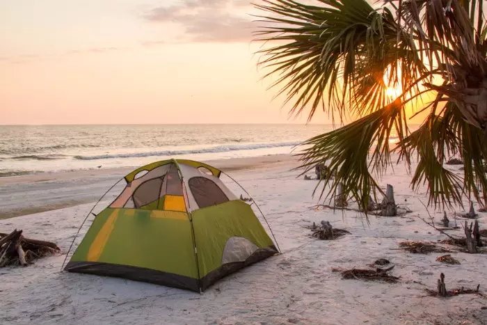 camping on beach