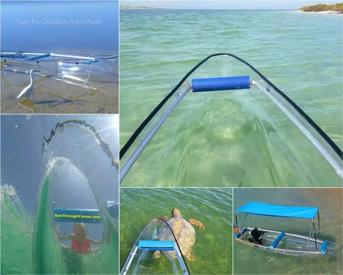 two bit adventures glass bottom canoe