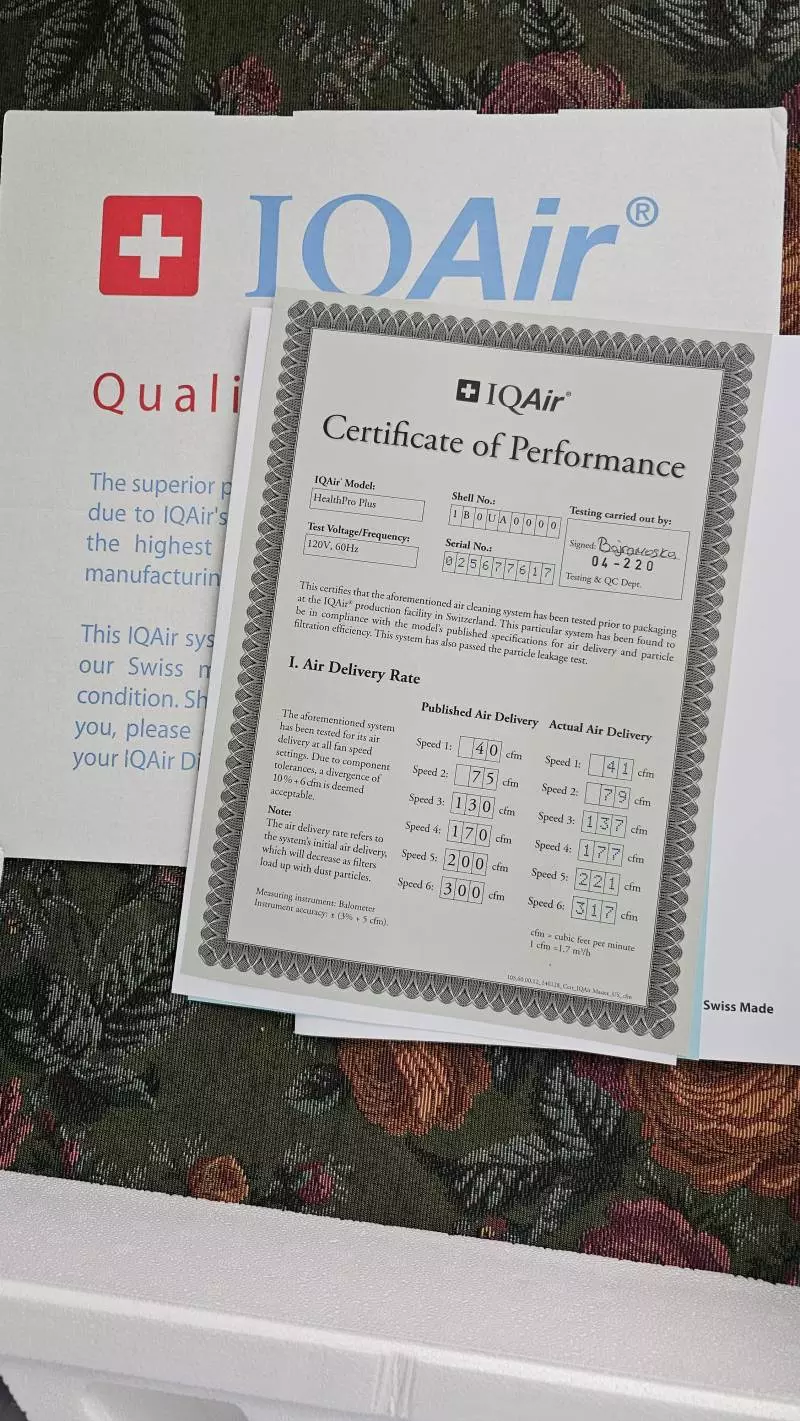 air filter testing certificate
