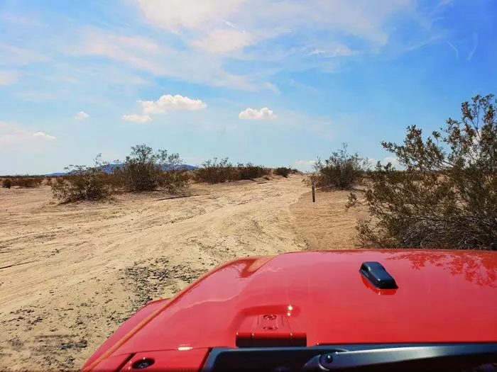 driving through sandy wash on old dale road