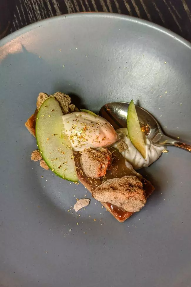 apple tart for dessert at lionfish san diego restaurant