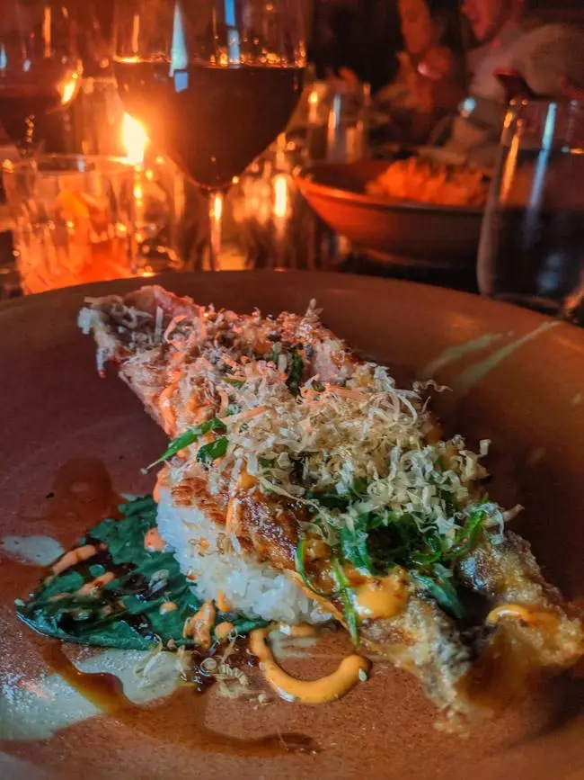 crispy baja snapper dynamite at lionfish san diego