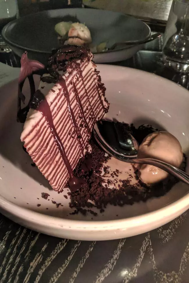tiramisu crepe cake at lionfish san diego