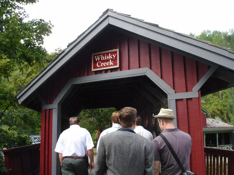 crossing over whiskey creek on makers mark distillery tour