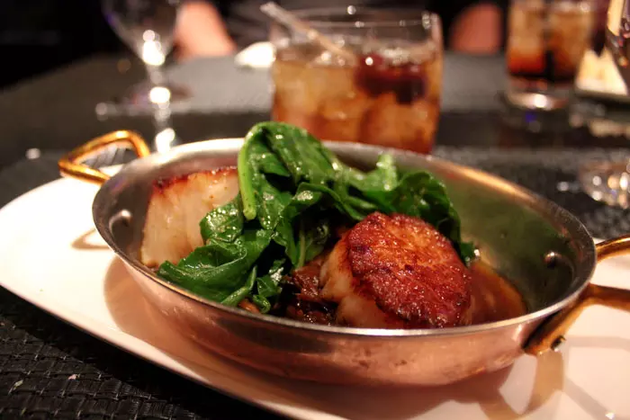 sage caramel scallops