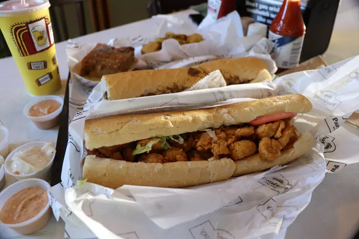 shrimp poor boy at Parkway Bakery restaurant in New Orleans Louisiana