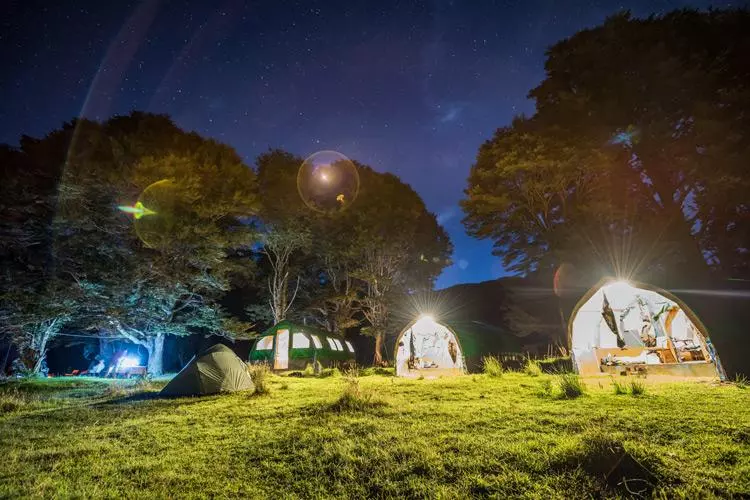 blanco camp at night with stars