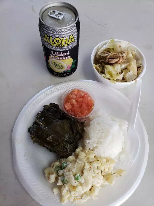 laulau plate at kaaloas super j restaurant hawaii big island