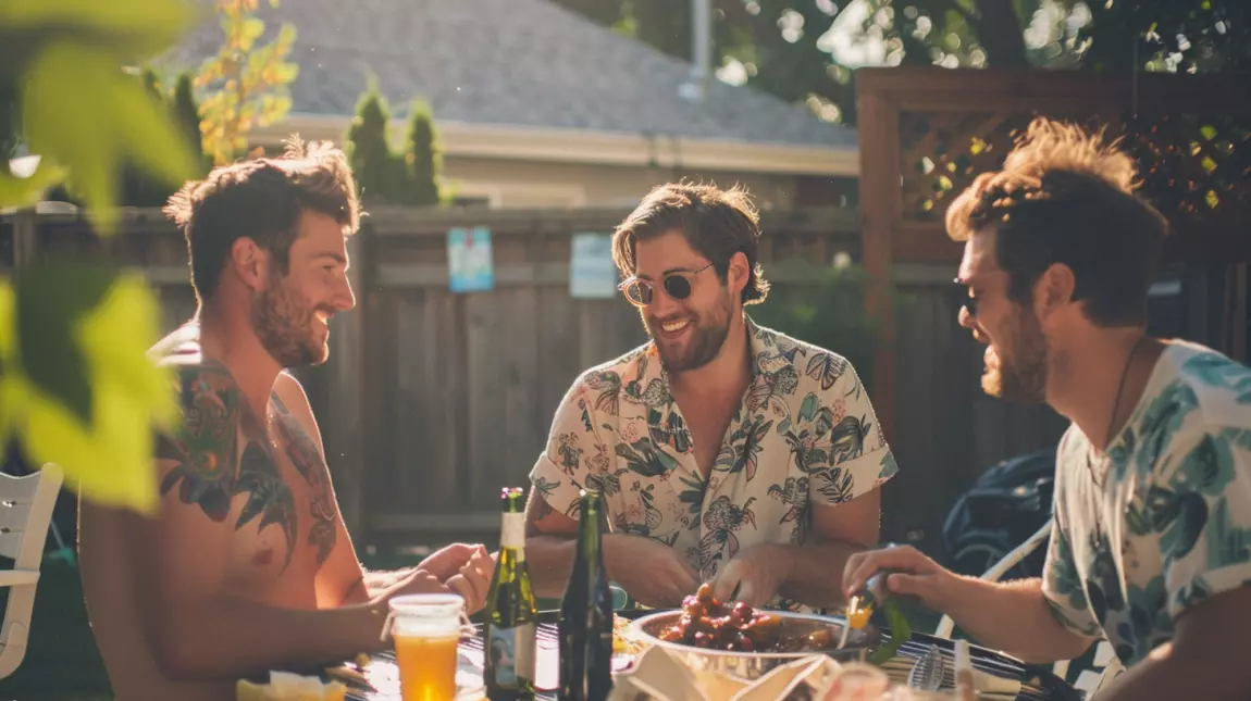guys at a summer party