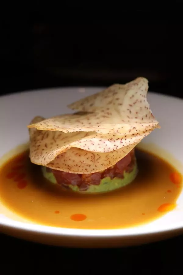 tuna tartare with soy honey emulsion