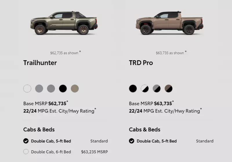 2025 tacoma trd pro vs trailhunter pricing