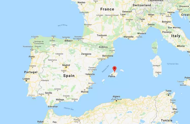 majorca spain on a map