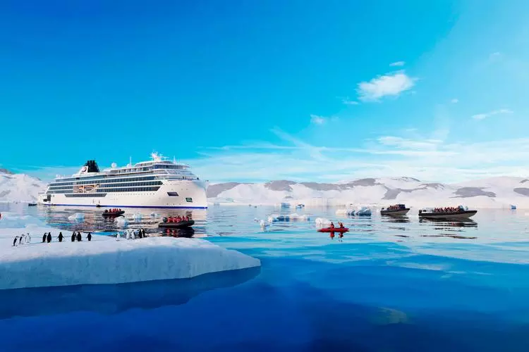 viking expedition ship in antarctica exploring