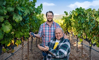 Chris and Tom Kenefick in the vineyard at Kenefick Ranch Napa Valley