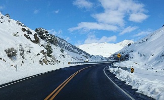 winter road with snow in nevada