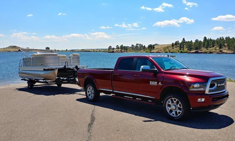 2018 Ram 2500 Heavy Duty towing a Pontoon Boat
