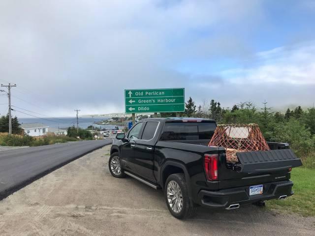 2019 GMC Sierra heading to the town of Dildo