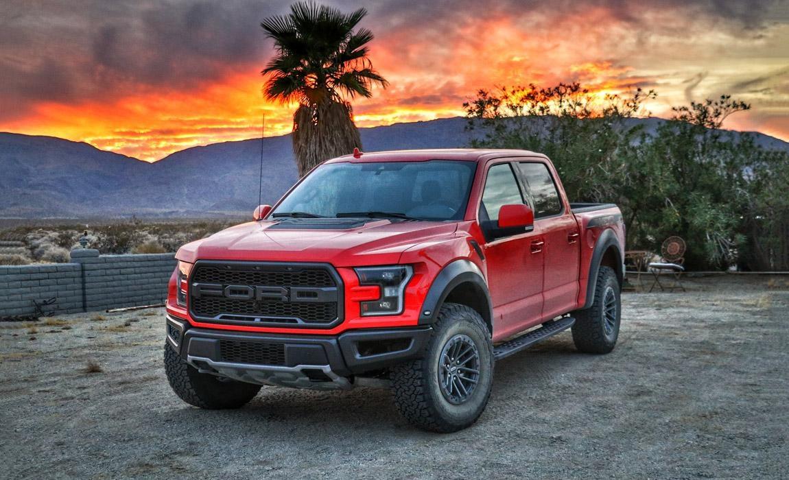2019 Ford Raptor at sunset in Borrego Springs California