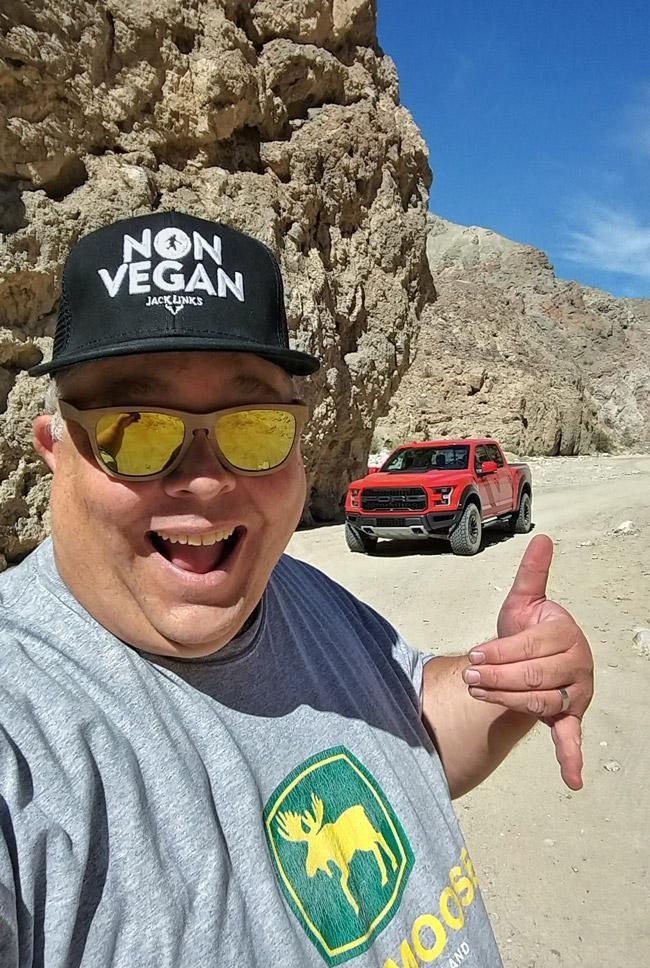 james with raptor at split mountain trail