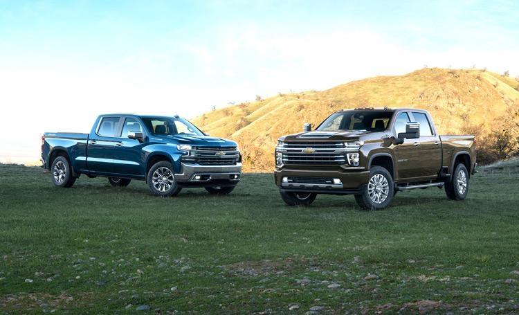 2020 chevrolet silverado 2500hd highcountry next to silverado truck