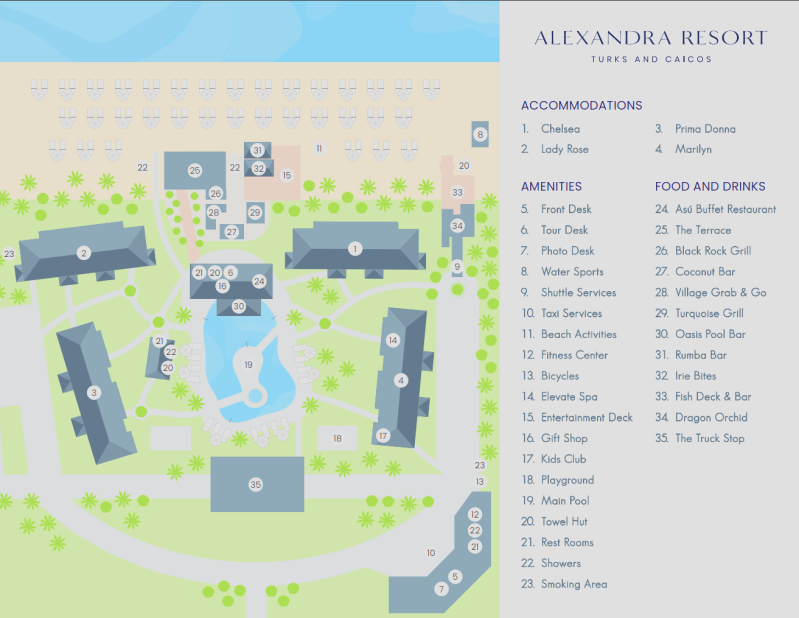 alexandra resort turks and caicos map