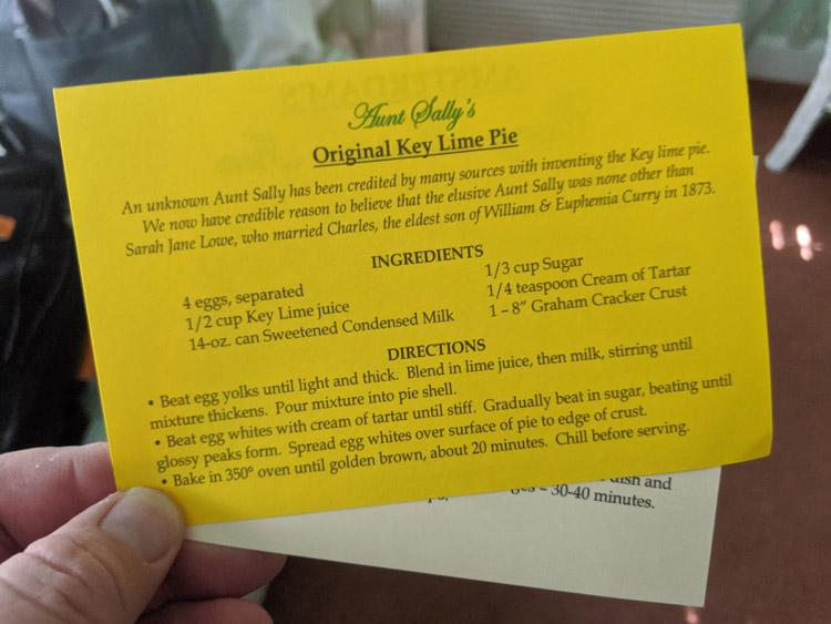 aunt sally original key lime pie recipe