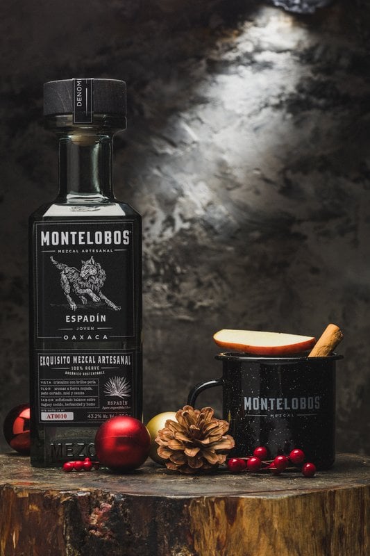 Montelobos Espadín mezcal with a mug of mulled cider