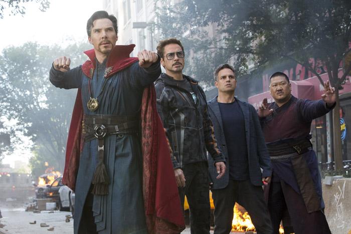 dr strange iron man and banner with wong from avengers infinity war movie